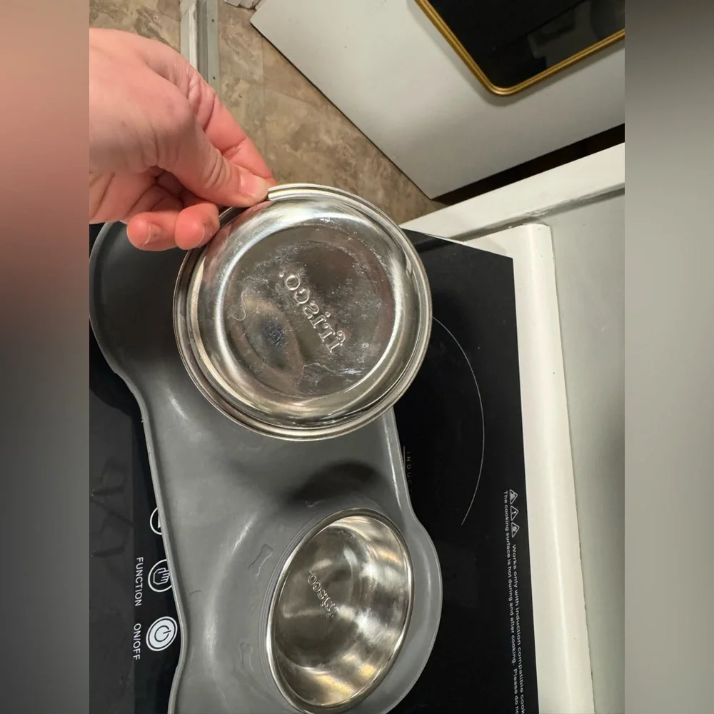 Frisco Gray Silicone Dog or Cat Bowl Set